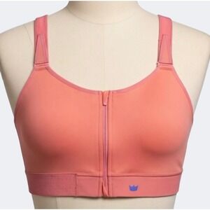 SHEFIT Flex Sports Bra 6Luxe Coral Zip Cinch Lift Adjustable Hook Loop Wash Bag